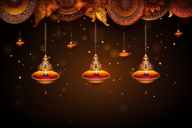 dekorierter hängender Diya-Diwali-Hintergrund