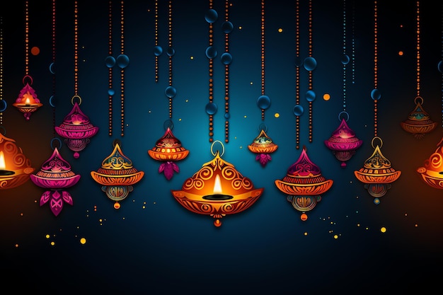 dekorierter hängender Diya-Diwali-Hintergrund