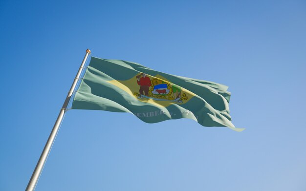 Delaware US State Flag baixo ângulo. Arte 3D