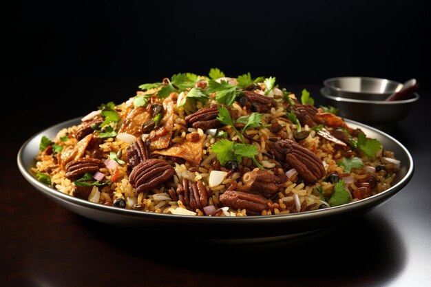 Foto delectable sindhi veg biryani em fundo branco biryani fotografia de imagem