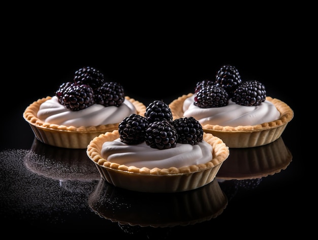 Foto se deleita en el triple delight trio de pasteles de crema de blackberry revelados