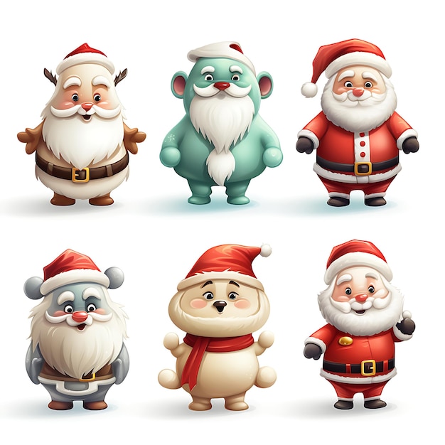 Foto deléitate con lindos dibujos de personajes navideños y decoraciones festivas