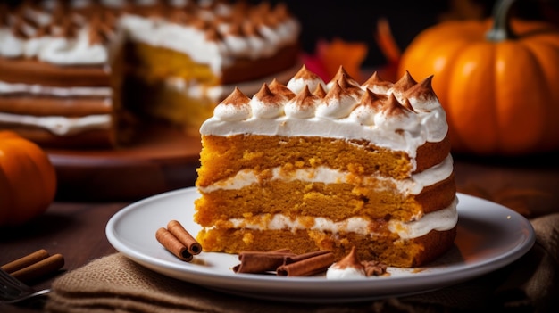 Foto el deleite de la cosecha es un apasionante postre de pastel de calabaza de otoño