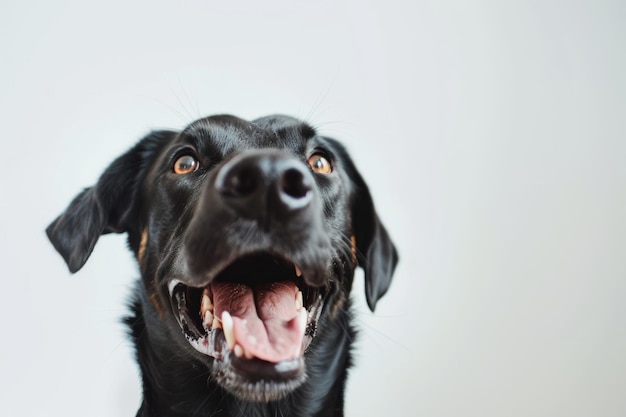 El deleite de un perro negro feliz