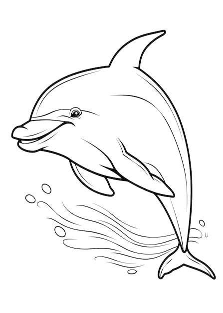 Delfim Página para colorir Delfim Linha Arte página para colorir Delfin Esboço Ilustração para colorir Página Animais Página de colorir Pagem de colorir para adultos AI Generative