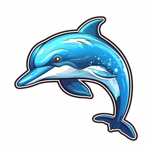 delfín con agua azul y manchas blancas en la cabeza generativo ai
