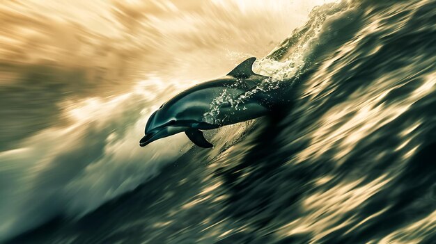 Foto delfín en el agua ilustración hermosa vibración de verano playa océano fondo de peces marinos