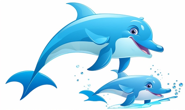 Foto un delfín azul con una lengua azul saliendo de su boca