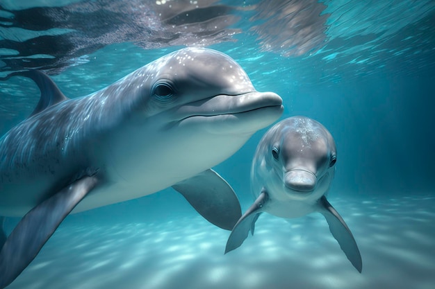 Delfín con cachorro IA generativa