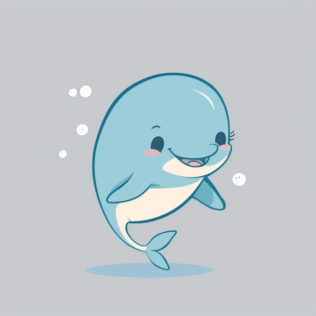 Foto delfín de dibujos animados con burbujas en el agua generativo ai
