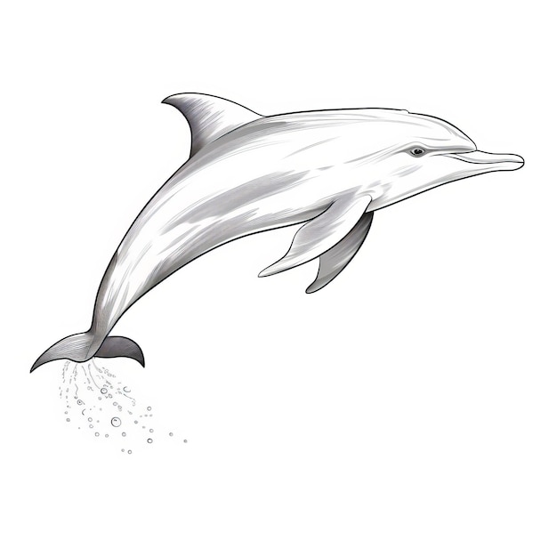 Un delfín fluido y simple dibujando sobre un fondo blanco