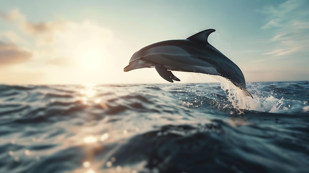 Foto delfin in der wasserillustration schöne sommeratmosphäre strand ozean meeresfische hintergrund