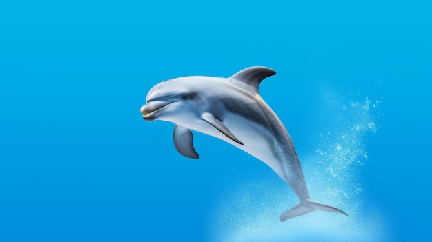 Foto el delfín juguetón en el aire
