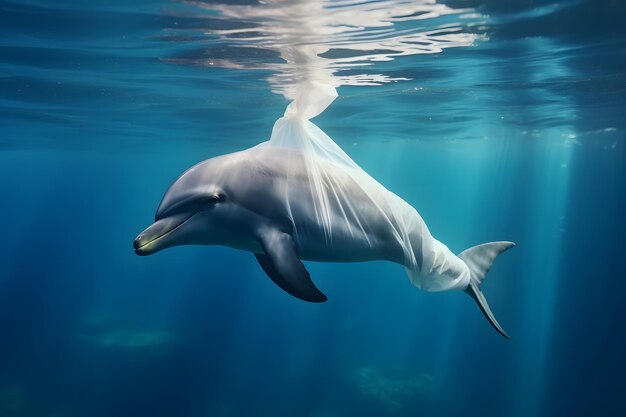 Un delfín que está nadando en el agua IA generativa
