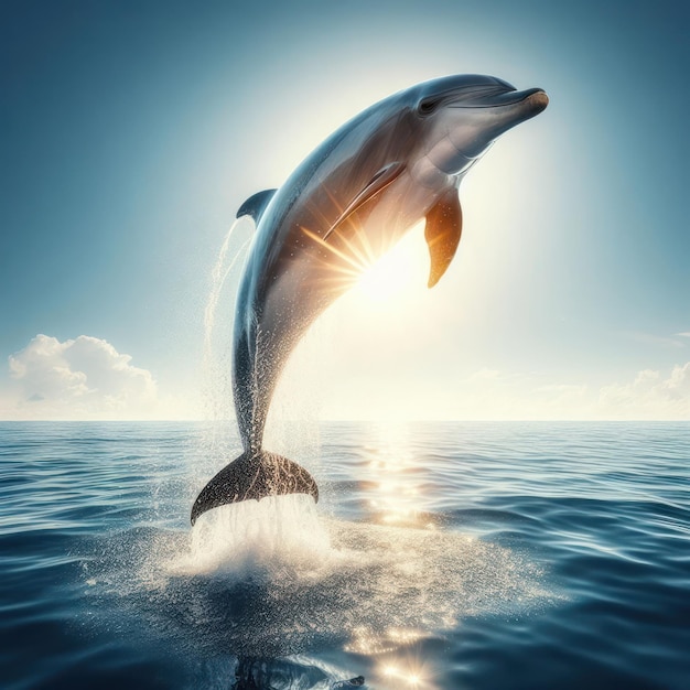 Un delfín saltando al mar