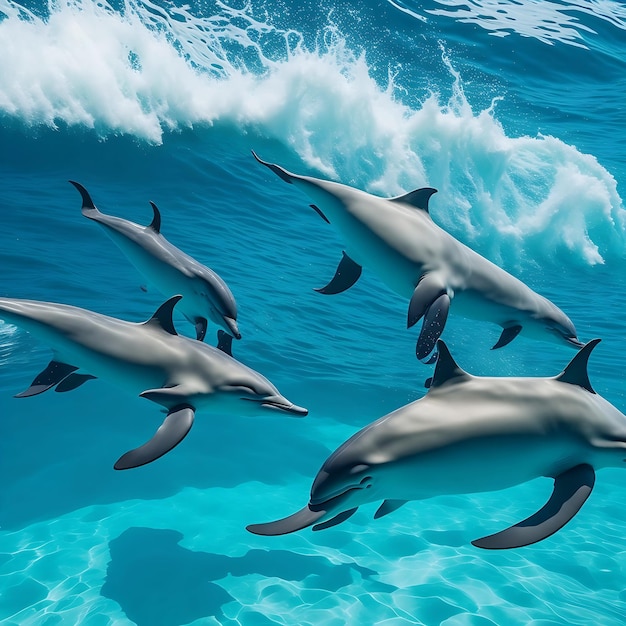 Los delfines juegan en el mar