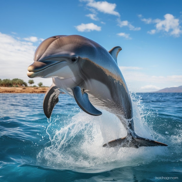 Delfines nadando en el océano azul