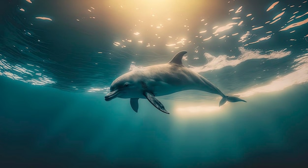 Delfines nadando en el océano