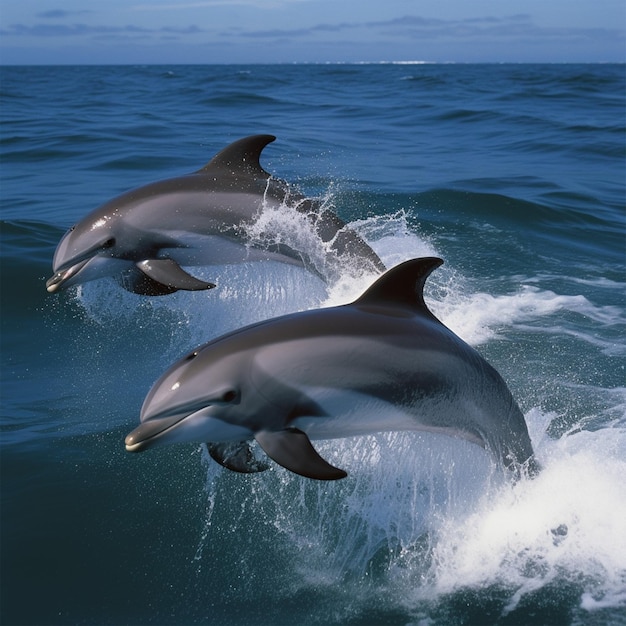 Los delfines saltan del agua