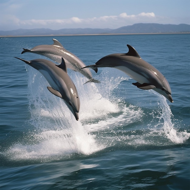 Los delfines saltan del agua