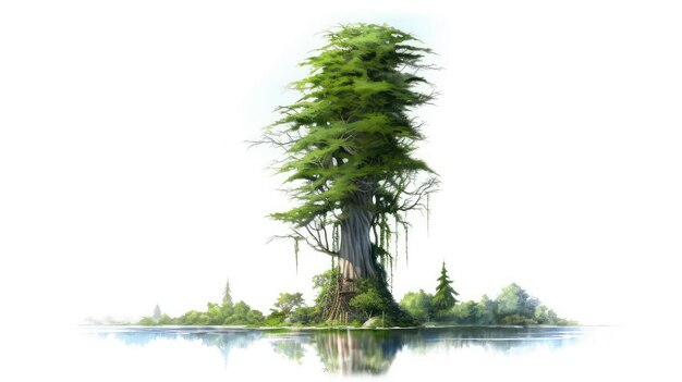 Una delgada ilustración de acuarela de árbol generativo ai