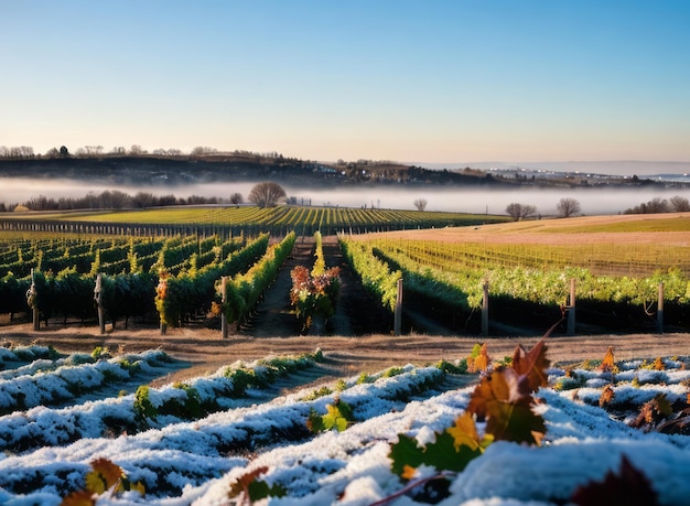 Foto la delicada belleza de las vides cubiertas de helada durante una fría mañana de invierno