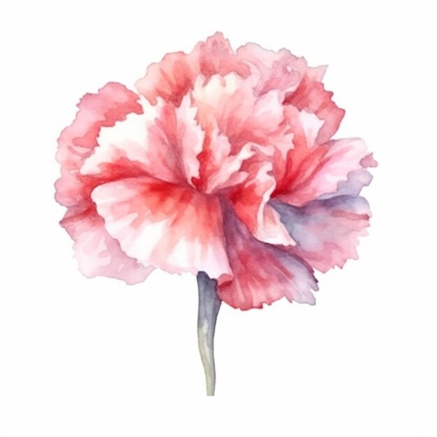 Una delicada ilustración en acuarela con una flor de clavel