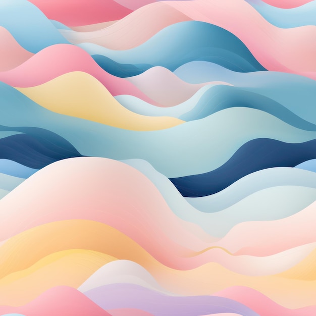 Delicadas colinas onduladas en colores pastel, abstractas sin fisuras generadas por IA