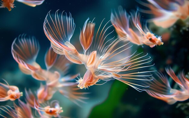 Foto delicadas criaturas marinhas