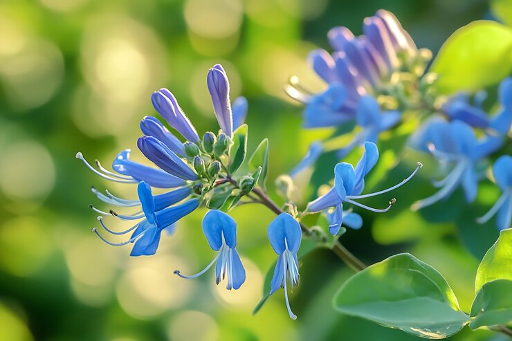 Las delicadas flores azules en flor