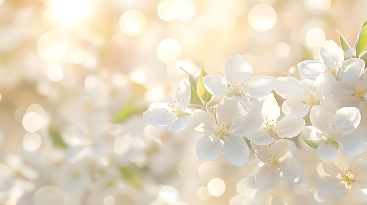 Delicadas flores blancas contra un fondo suavemente borroso