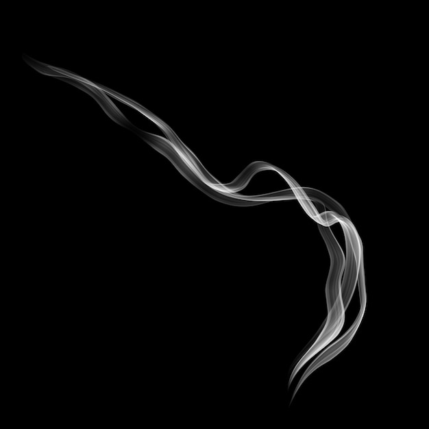 Delicadas ondas de fumaça de cigarro branco em fundo preto