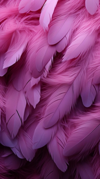 Foto delicadas plumas de pájaro de color púrpura crean un fondo suave y artístico fondo de pantalla móvil vertical