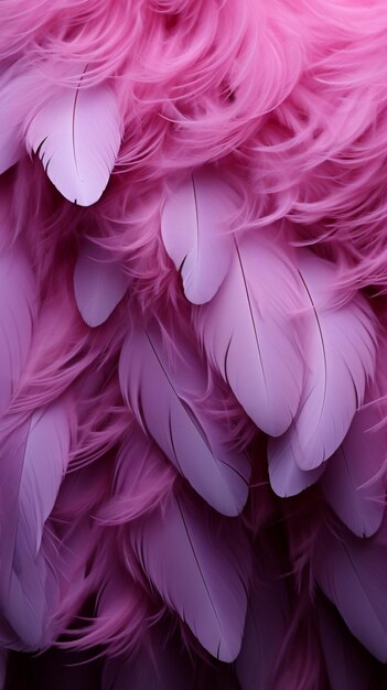 Foto delicadas plumas de pájaro de color púrpura crean un fondo suave y artístico fondo de pantalla móvil vertical