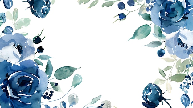 Delicadas rosas azules sobre un fondo blanco