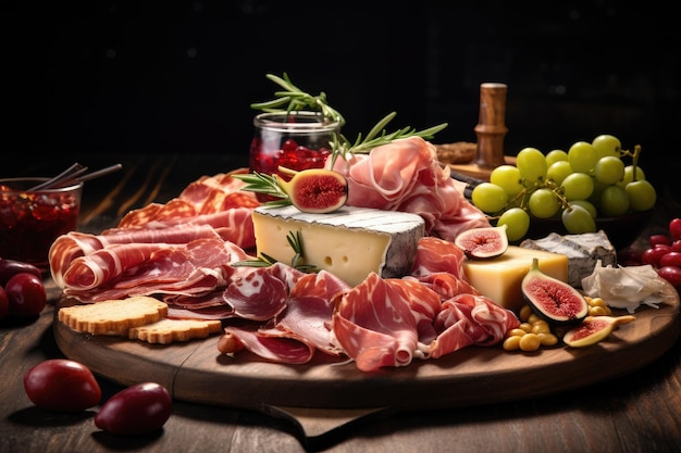 Delicadeza gourmet queijo prosciutto salame tábua de madeira