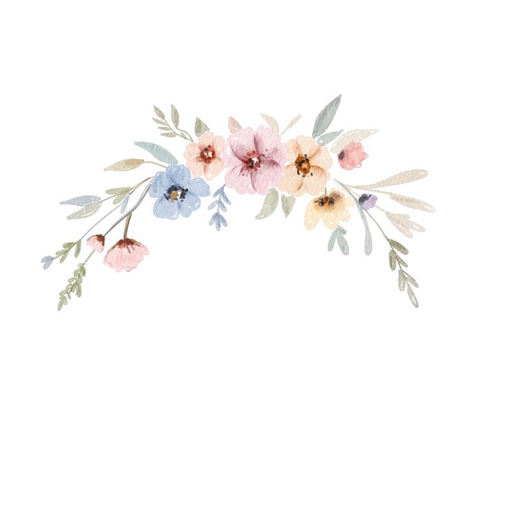 Foto delicado arreglo floral dibujado a mano con colores pastel y delicados acentos de follaje