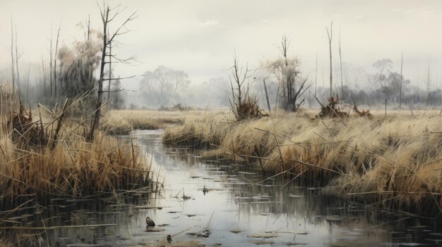 Delicado paisaje de acuarela humedal por Alan Lee