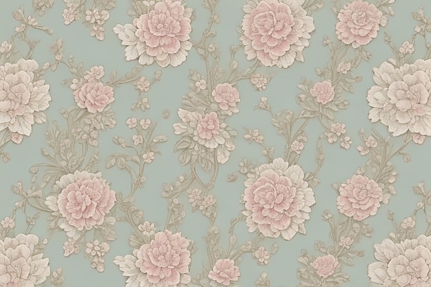 Foto un delicado y romántico patrón floral con suaves tonos pastel y detalles intrincados renderizados en un estilo vintage y nostálgico