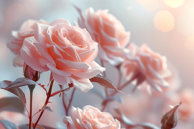 Foto delicados botões de rosas rosas