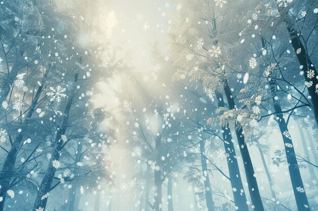 Foto delicados copos de nieve cayendo en un invierno mágico