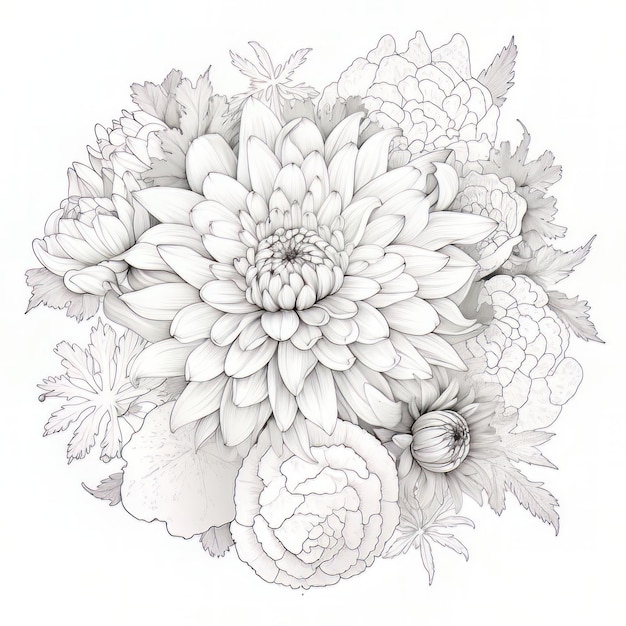 Delicate Pétalas Doodle Flower Drawing Imagem