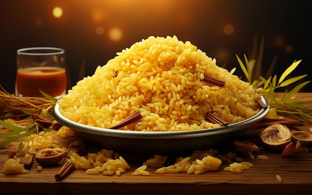 Delicia Biryani deliciosa en un plato generativo de Ai