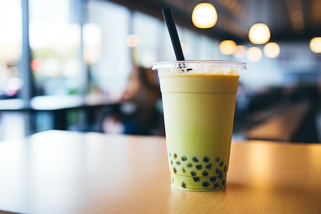 Delicia de cafetería con té de burbujas de matcha y azúcar moreno