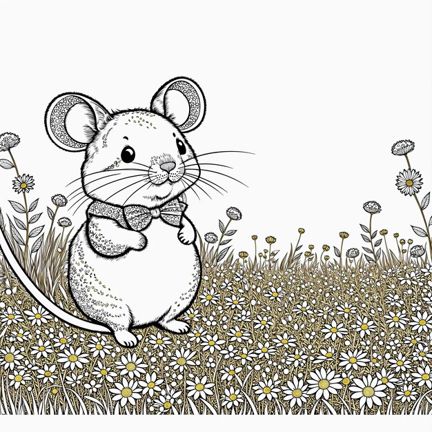 Delicia caprichosa Un ratón juguetón en un prado