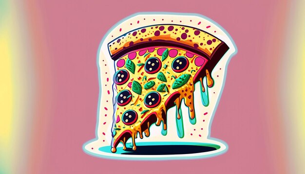 Delicia caprichosa Rebanada voladora de pizza Ilustración vectorial de dibujos animados Concepto de comida rápida tentador