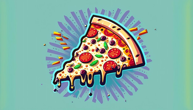 Foto delicia caprichosa rebanada voladora de pizza ilustración vectorial de dibujos animados concepto de comida rápida tentador