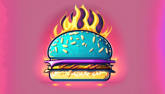 Foto delicia chisporroteante vector libre hamburguesa queso con fuego icono de dibujos animados ilustración objeto de comida tentadora