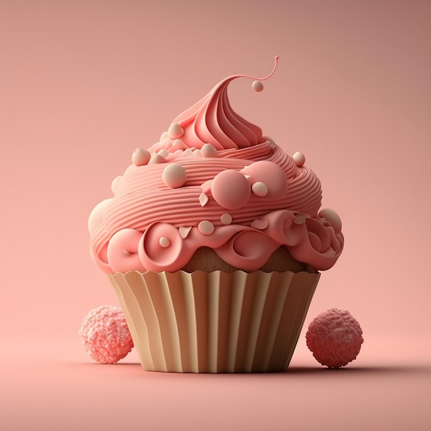 Delícia de Dia dos Namorados Um Cupcake Rosa Generative AI