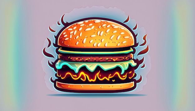 Delícia escaldante vetor livre hambúrguer queijo com ícone de desenho animado de fogo ilustração objeto de comida tentador